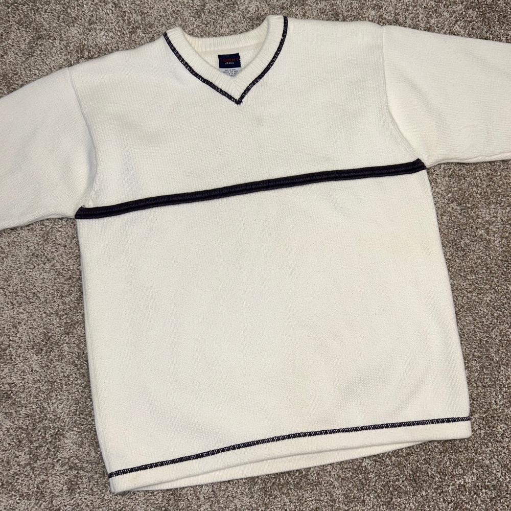 Vintage Tommy Jeans V-Neck Sweater Men Size Large Tommy Hilfiger Cotton Logo